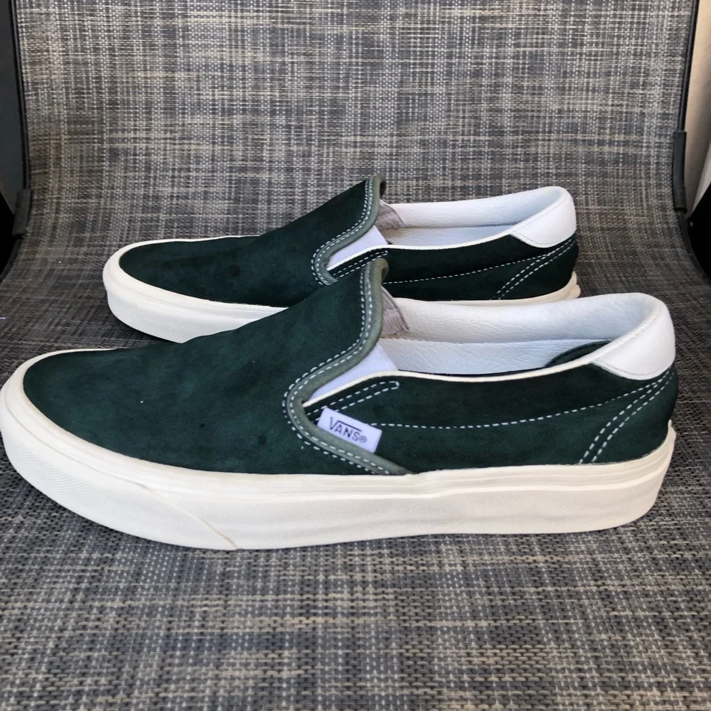 Vans Green and White Slip-On Sneakers - Picture 5 of 13